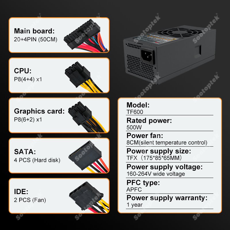 Factory Price TFX Atx Power Supply 500w 80 PLUS Apfc Computer PSU for Desktop PC case