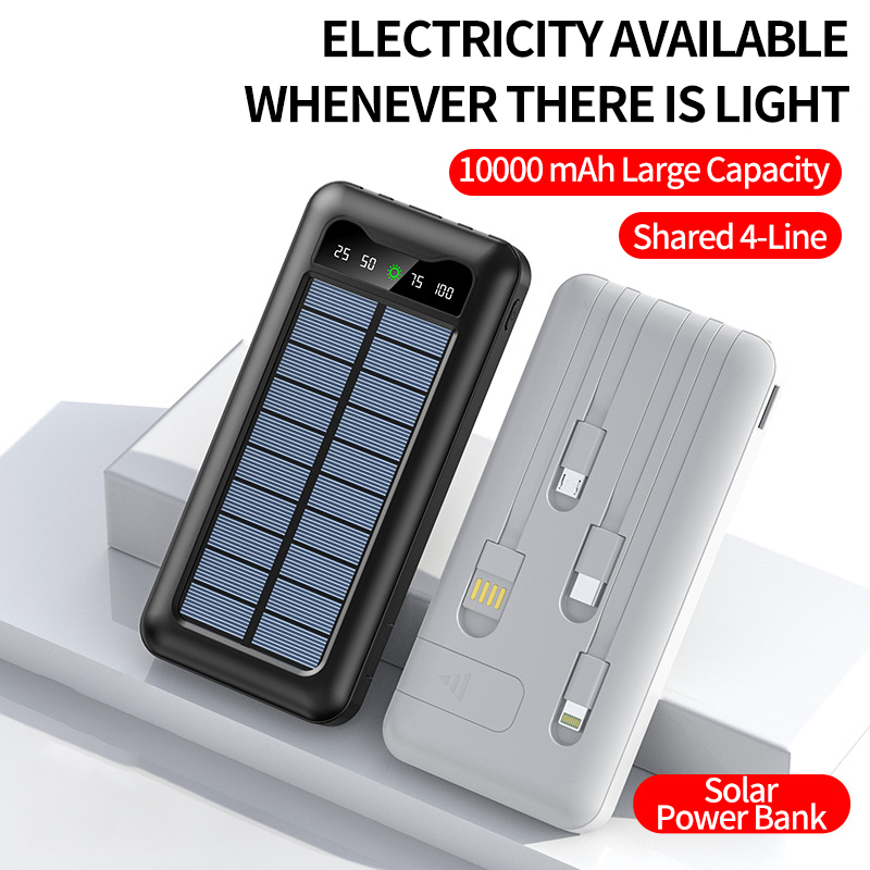 New Portable Solar Phone Charger Waterproof Solar Panel Power Bank 10000mah Powerbank Solar Energy Power Bank