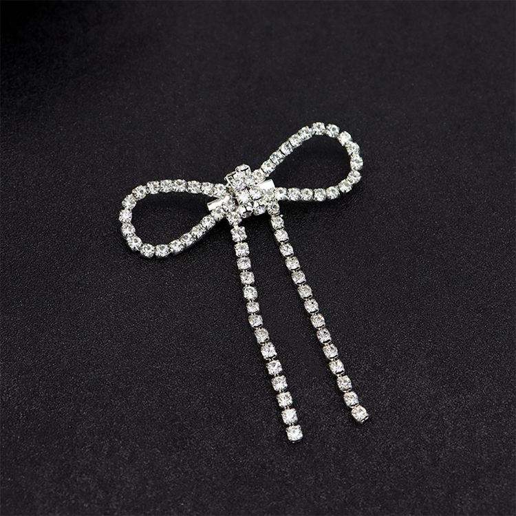 Rhinestone Fringe Brooch Bowknot