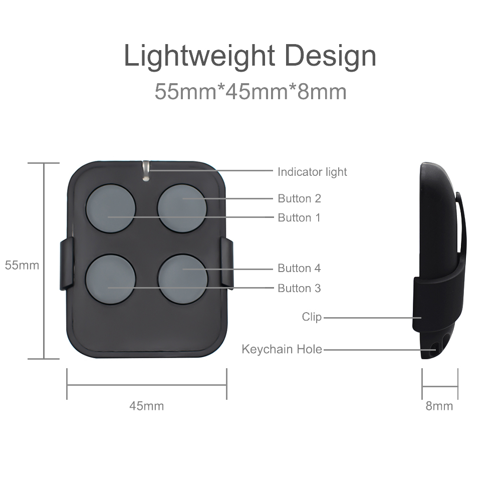 Powertech PR1 PR4 PR2 Garage Door Remote Control 433MHz Rolling Code Gate Opener Handheld Transmitter