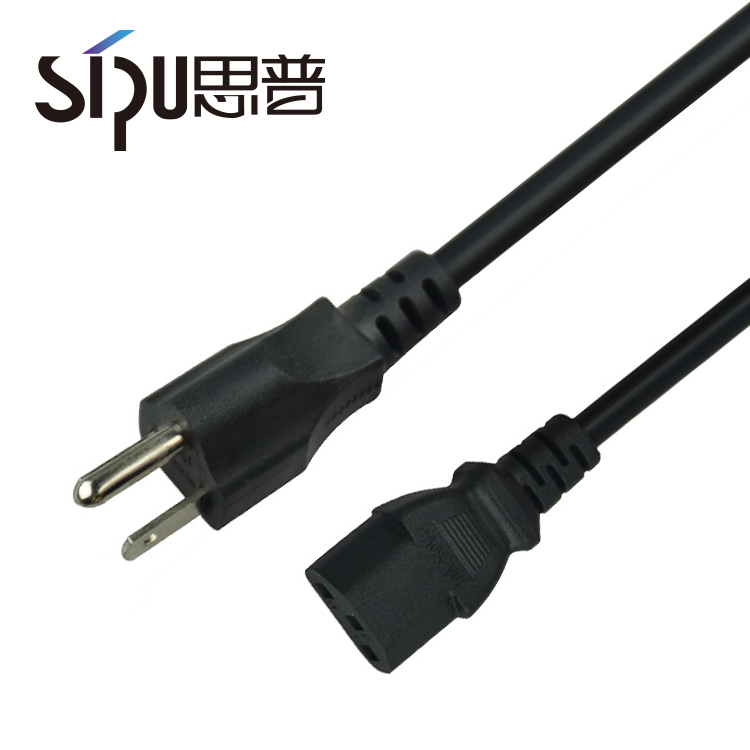 SIPU America Standard 220V AC Power Cord Free Sample 3-Pin Plug US 3-Pin PC Power Cable Home Computer PVC Jacket IEC Female End