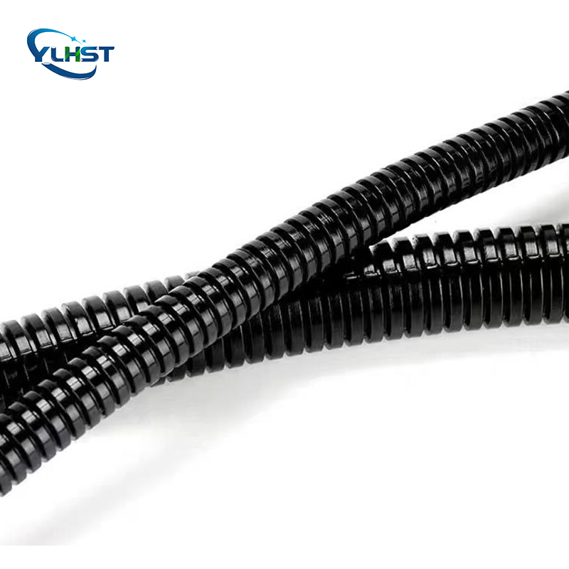 Yilian Pa Nylon Black Orange Flame Fire Resistant Flexible Cable Corrugated Electrical Conduit Pipes Split Wire Loom