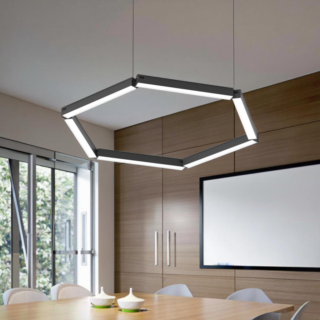 Office Meeting Room Interior Ceiling Lighting Chandeliers LED Lighting Black 3-Year Warranty Easy Installation