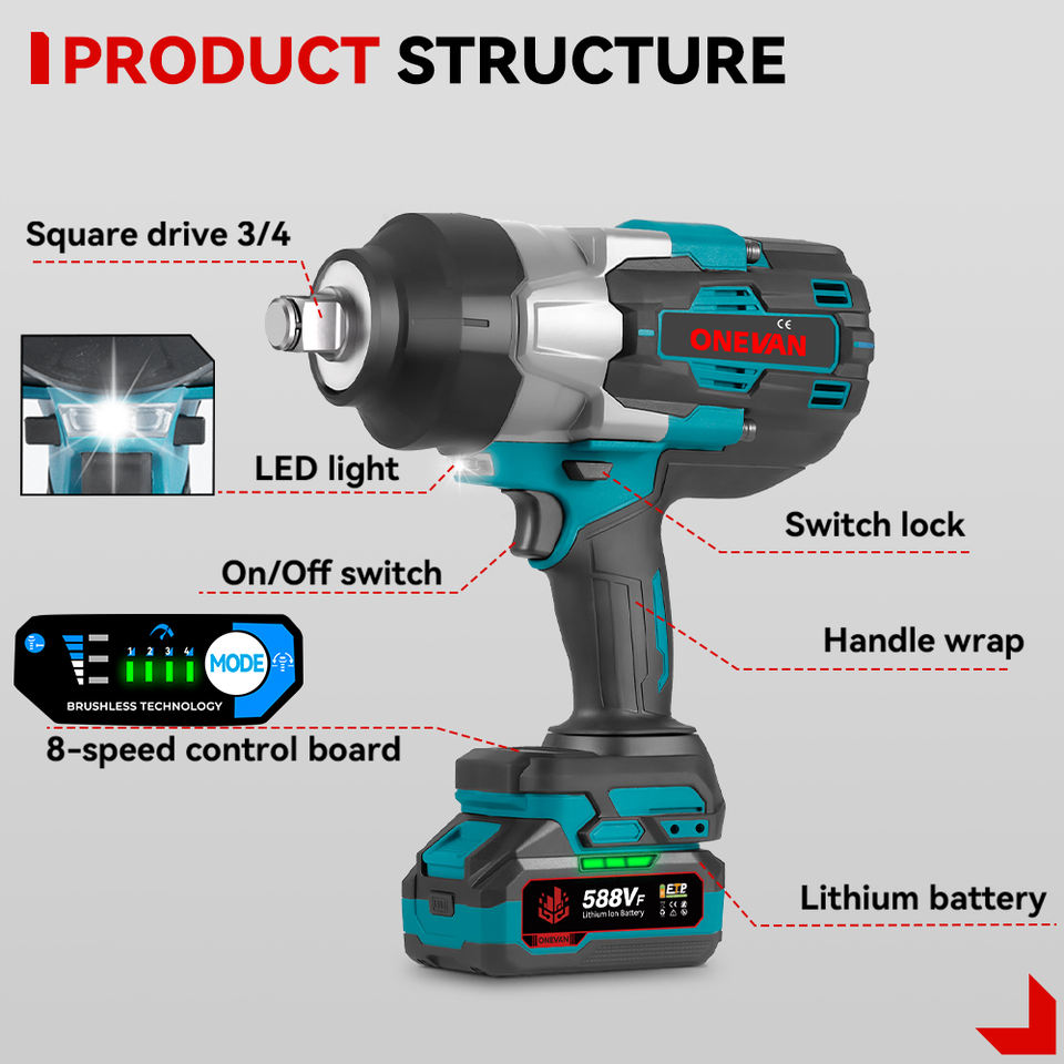 Ударный гайковерт ONEVAN 1000Вт (Cordless)