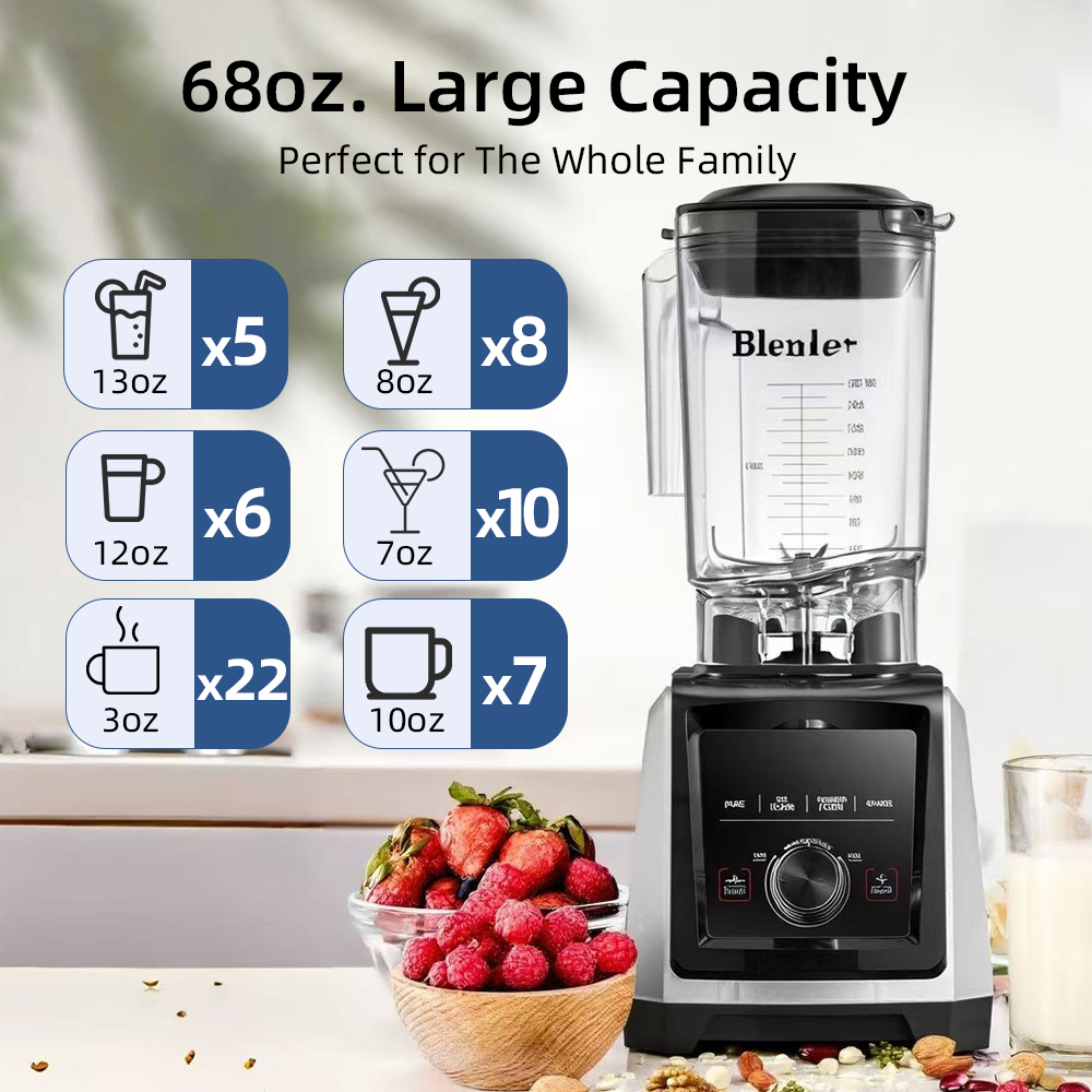 2025 Commercial Electric Heavy Duty Powerful Blender Food Processor Multifunctional Juice Smoothie Mixer Grinder Blender