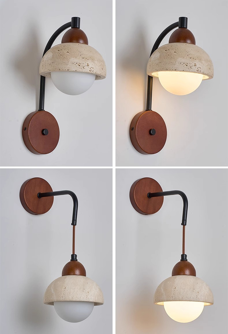 Wholesale Price Numerous Styles Round Moon Stone Look Led Modern Travertine Wall Lamp
