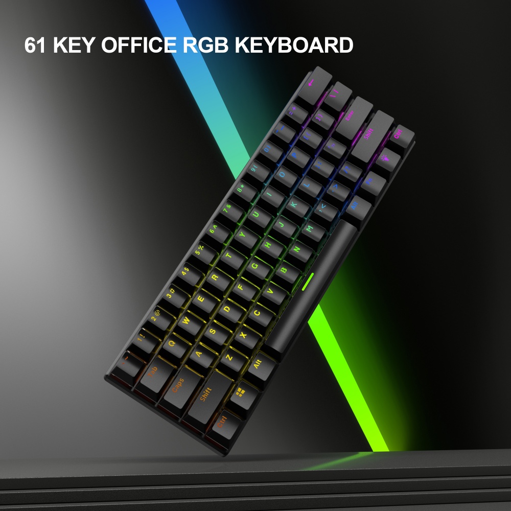 61-key Portable Small Keyboard 22-key Anti-Ghosting Wired Mechanical Keyboard with Colorful Lights