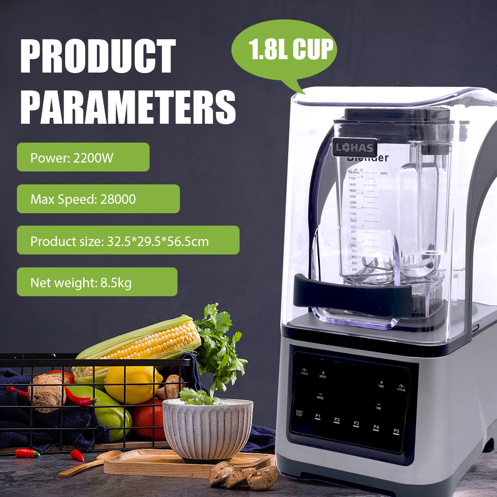 High Speed BPA-Free Cup Multi-Purpose Blender Low Noise With Sound Cove Commercial Heavy Duty for Hotel Use