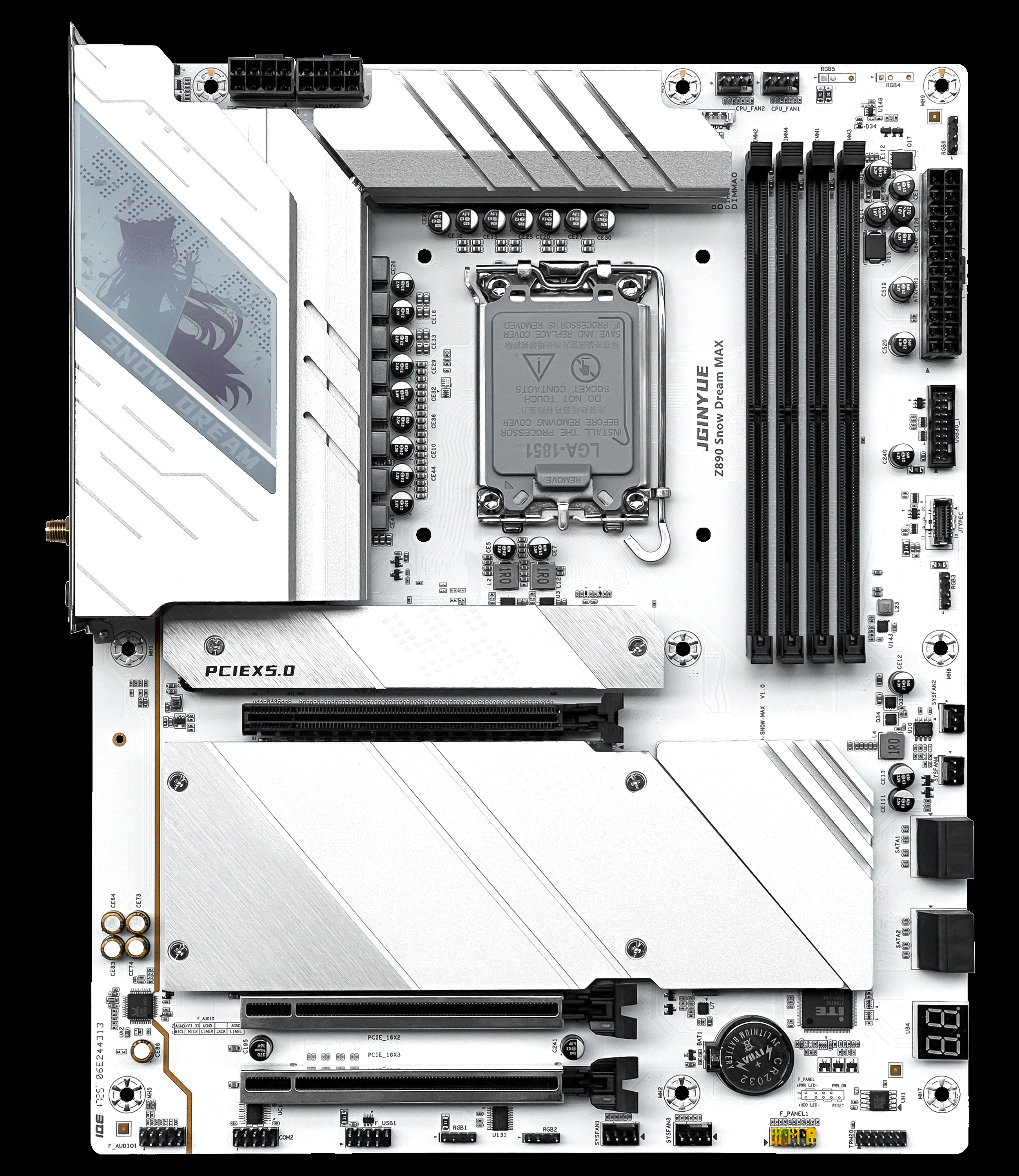 JGINYUE H810M-D Z890 Snow Dream MAX AI Technology DDR5 LGA1851 M-ATX/ATX Motherboard Support for Core Ultra200 Series Processors