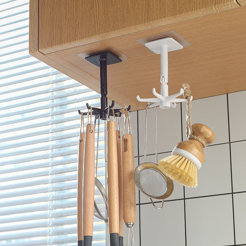 New Multifunctional Rotating Hook Self-adhesive Strong Adhesive Household Kitchen Appliance Storage Hook Wall Hooks