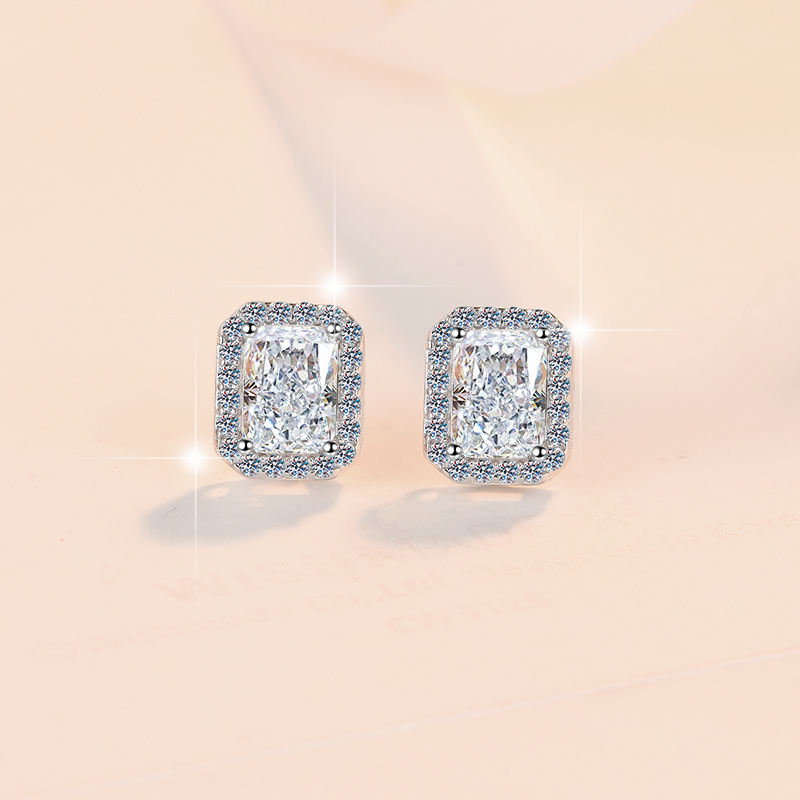 Серьги с муассанитом 0.5CT Radiant