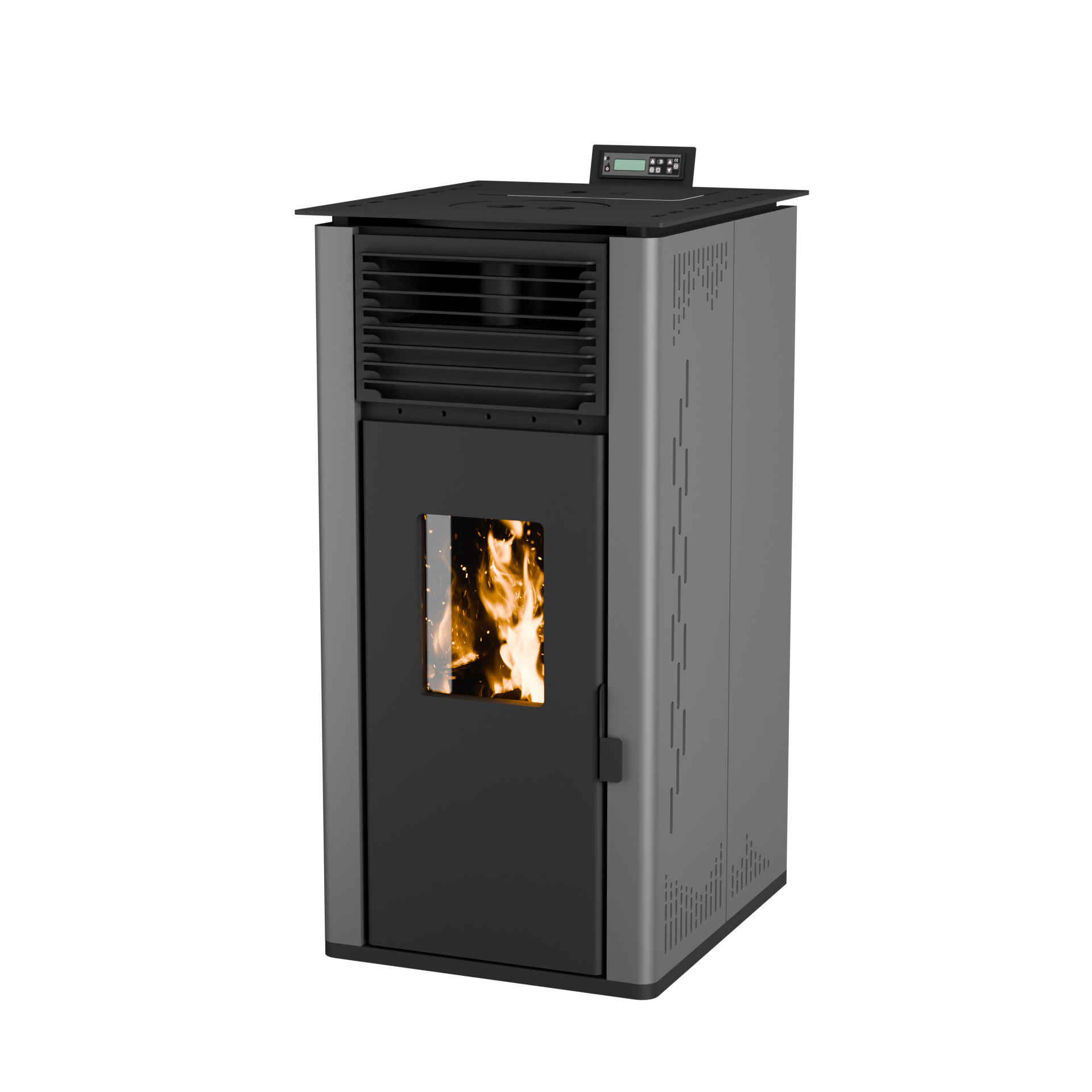 Modern Touch-Screen Interface Carbon-Neutral Wood-Burning Pellet Stove for Villas Dual-Fuel Compatibility Freestanding