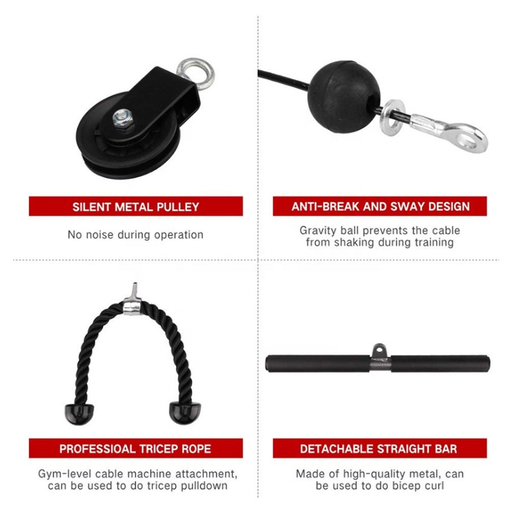 Adjustable Single Pull Down Home Equipment System High Low Nylon Set DIY Gym Cable Weight Lift Pulley Fitness Accessories