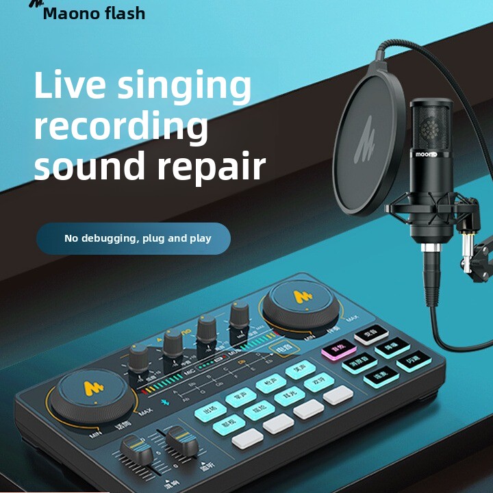 For Maono Complete Set for Live Sound Karaoke Recording Flash Am200 Sound Card Easy USB Interface Compatible Mobile Phones Compu
