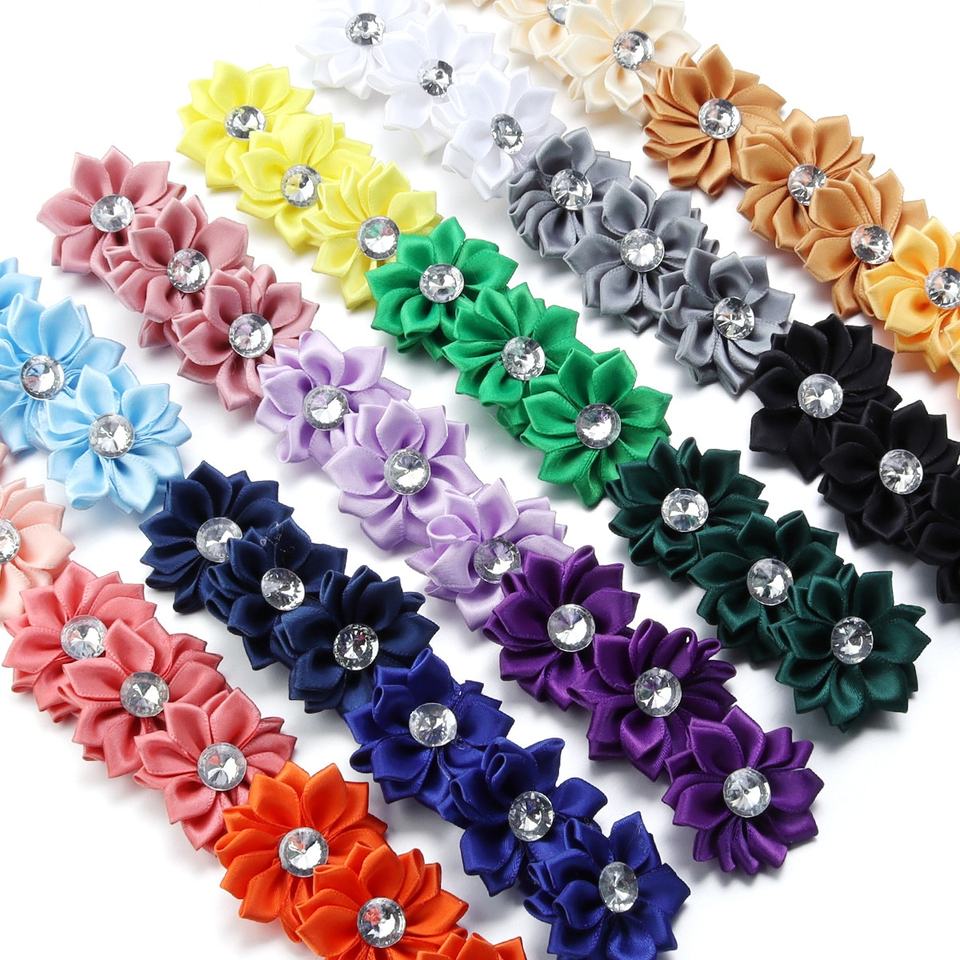 Polyester Rhinestone Colored Satin Lotus