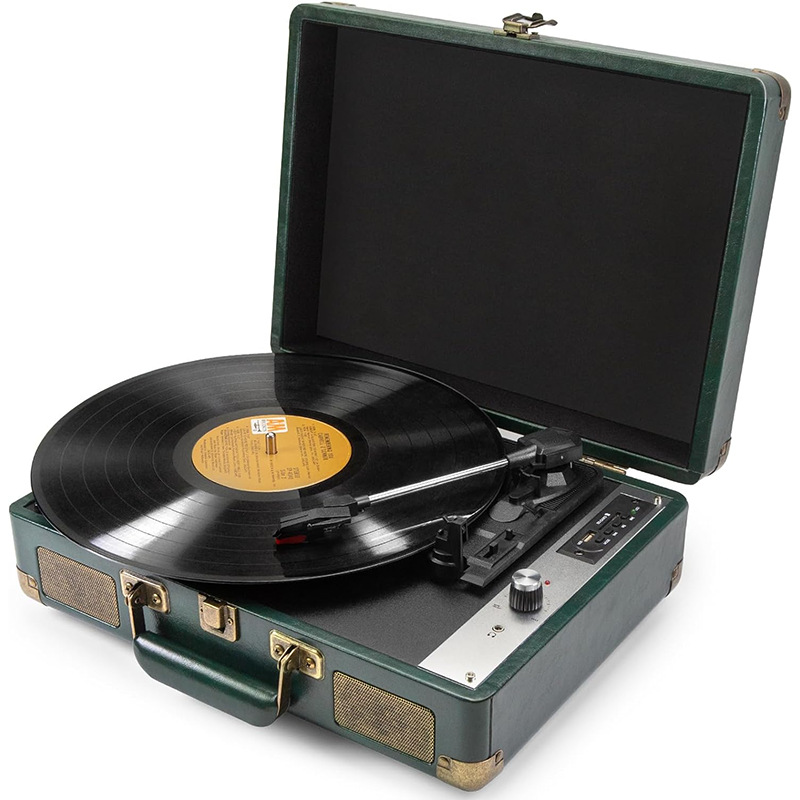 High Quality Portable LP Vinyl Player Retro Vintage Turntable with 3 Speeds and Speakers Black Portable Record Player