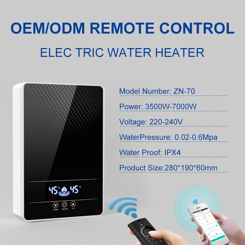 7KW Domestic Wifi Smart App Control Bathroom Bidet Instantaneous Tankless Instant Electric Shower Hot Water Heaters for Shower