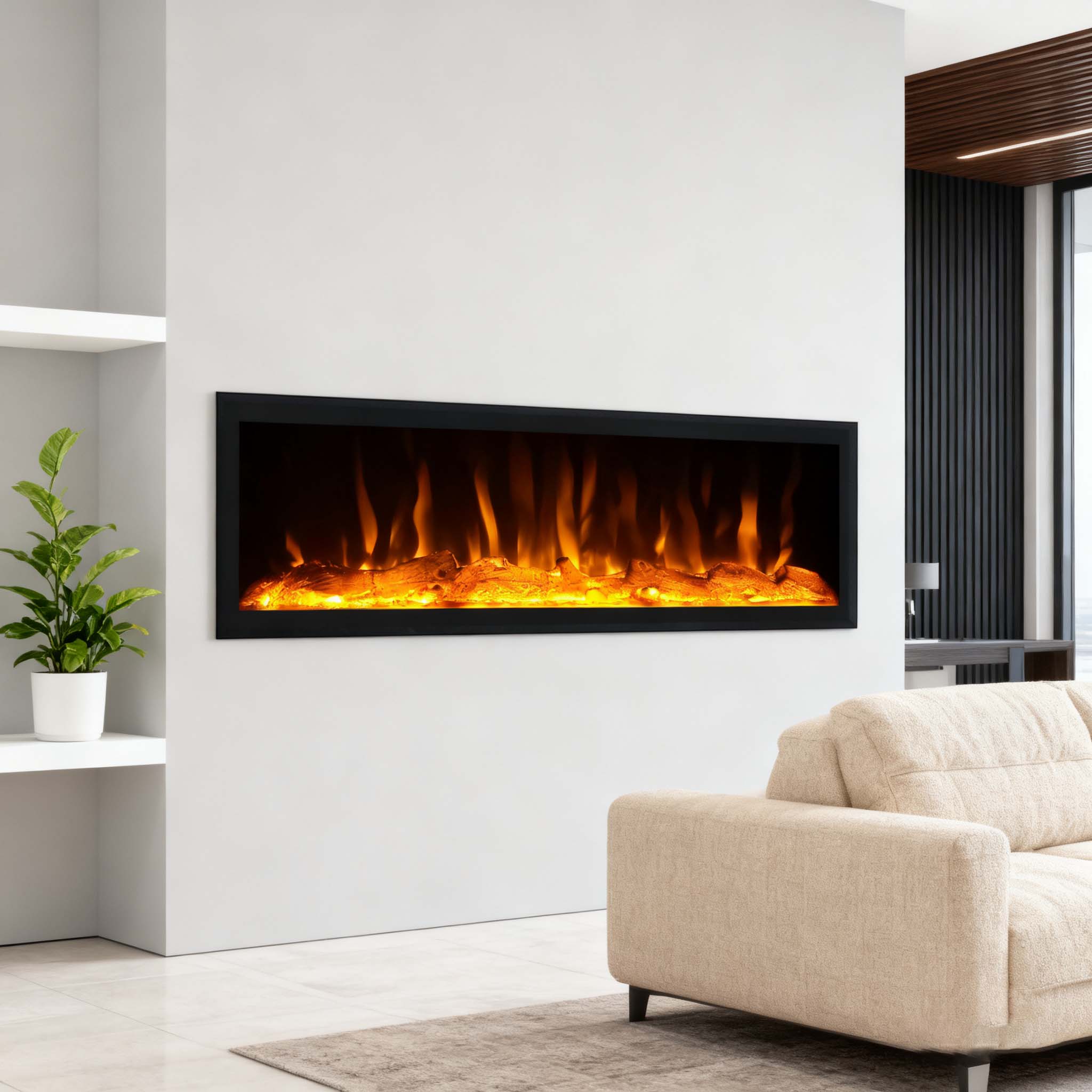 Remote Control Logs Crystals Led Flame Effect Electric Fireplace No Heat for Home Decoration