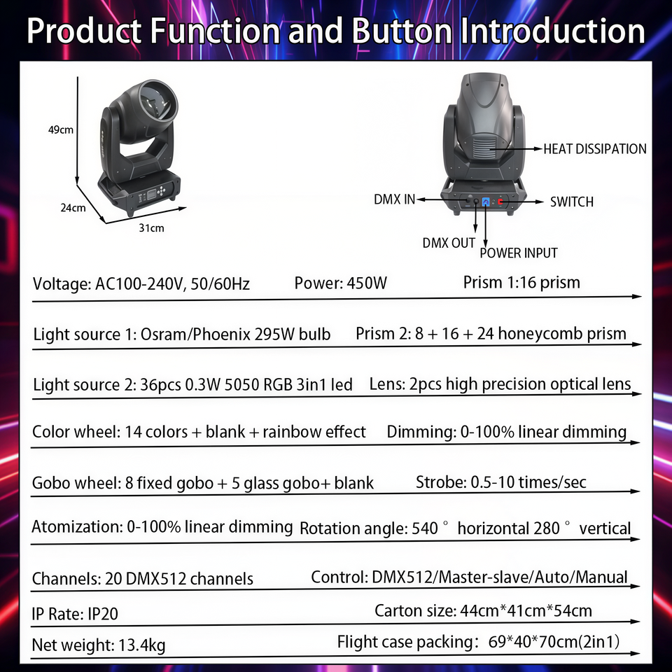 Регулируемый прожектор Beam 295W