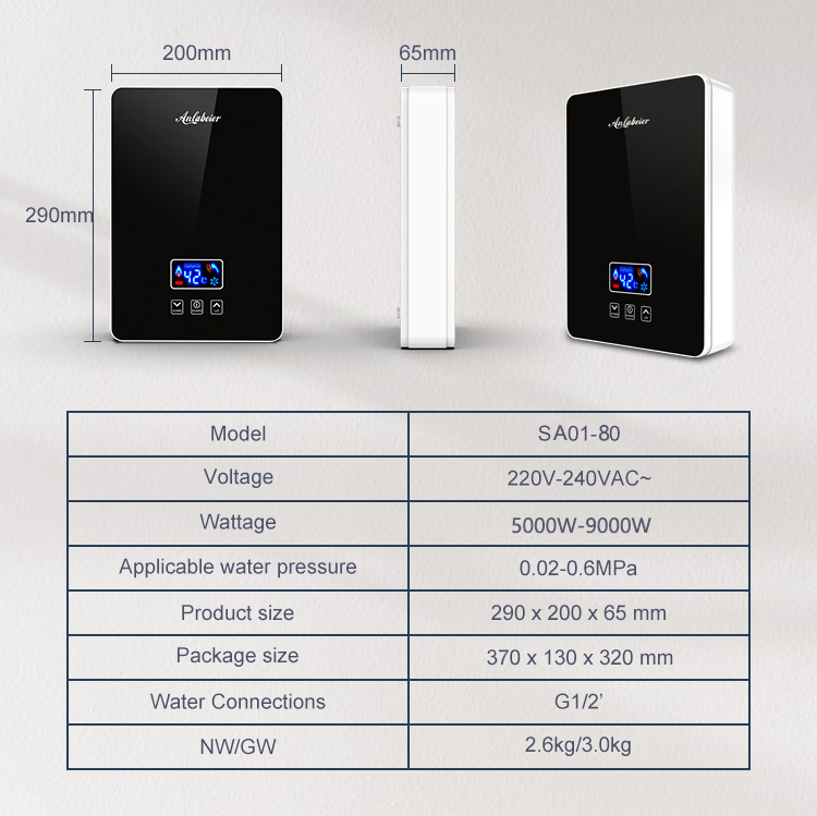 Good Quality 6000W Instant Heating Tankless Hot Multi Point Bathroom Water Heater Shower Instant