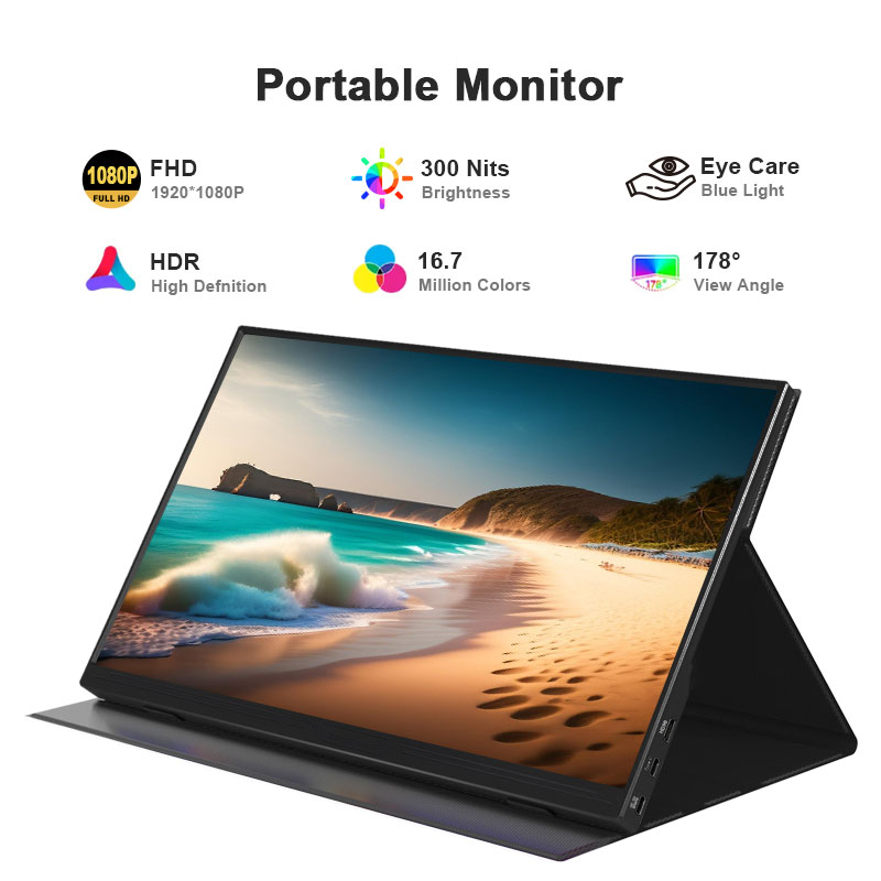 2025 New 1080P Portable Monitors USB Dual Type-C Cables Ultrawide IPS 15.6 Laptop Screen Extender Portable 1080P Monitor