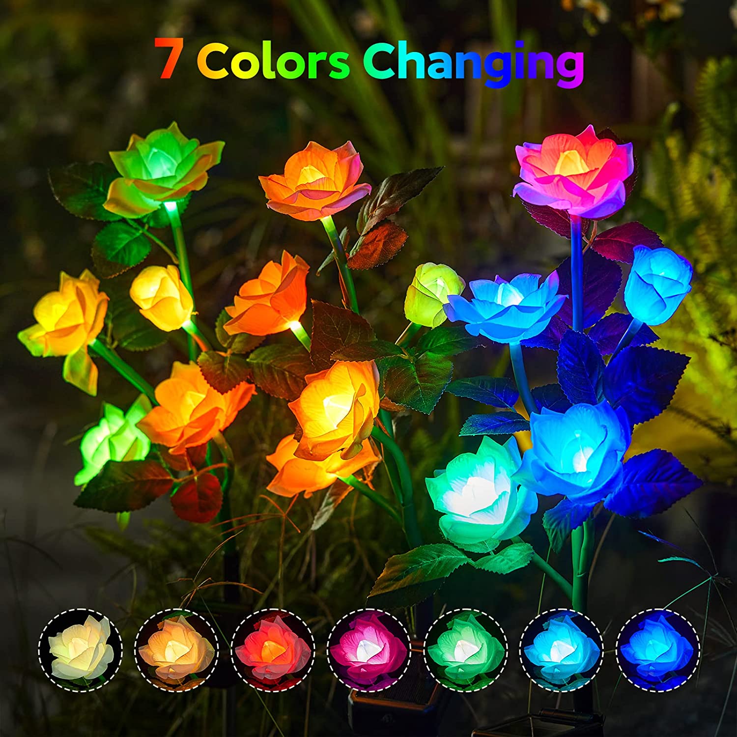 Solar Garden Lights 7 Color Changing Waterproof Led RGB Lights Outdoor for Outside Yard Pathway Decoration