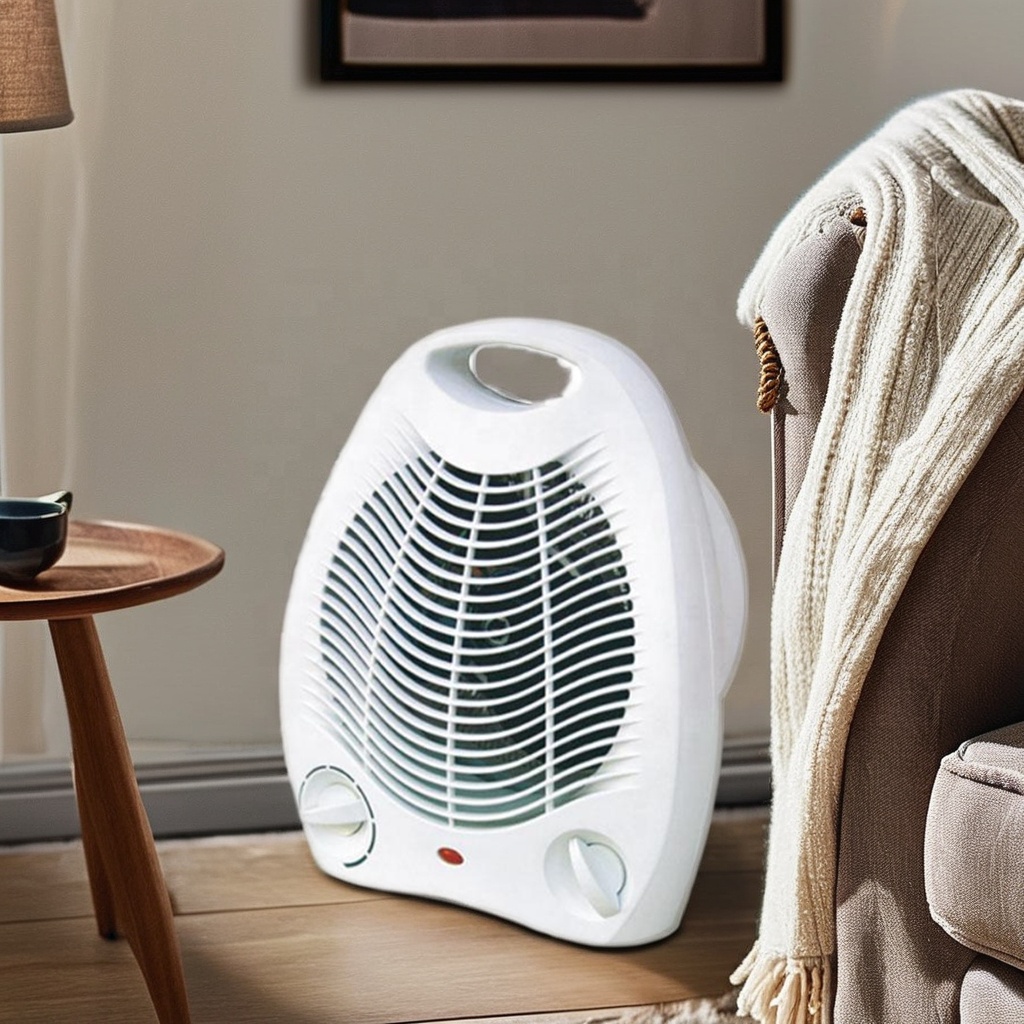 Portable Mini Infrared Electric Fan Heater With Adjustable Thermostat for Home or Office Use Easy Installation on Desktop