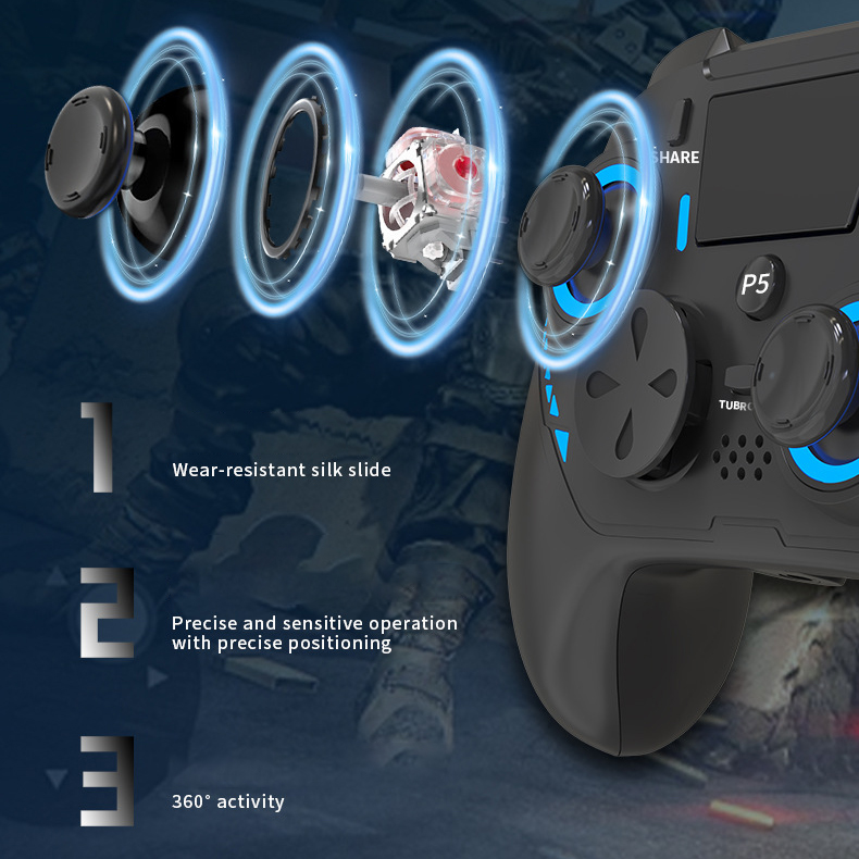 For PS5 Wireless Game Controller RGB Light Joystick Gamepad with Double Shock Hall Effect Trigger for PS4/PS5 Game Console