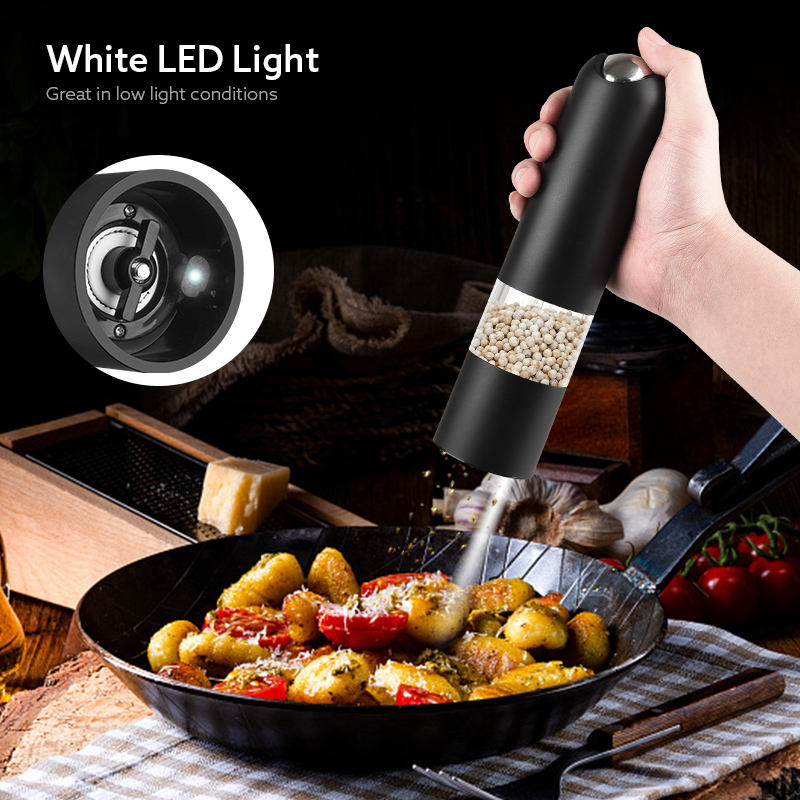 Modern Design Household Kitchen Products Equipped with LED Light Electric Pepper Grinder Salt Mill