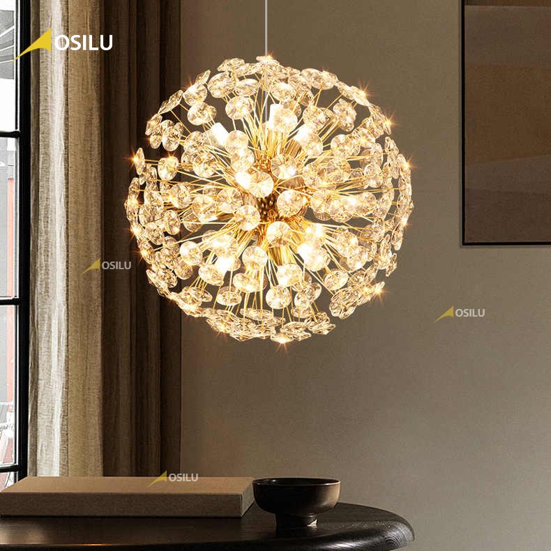European Interior Lighting High Kids Room Ceiling Dandelion Pendants Crystal Beads Circular Lighting Chandeliers