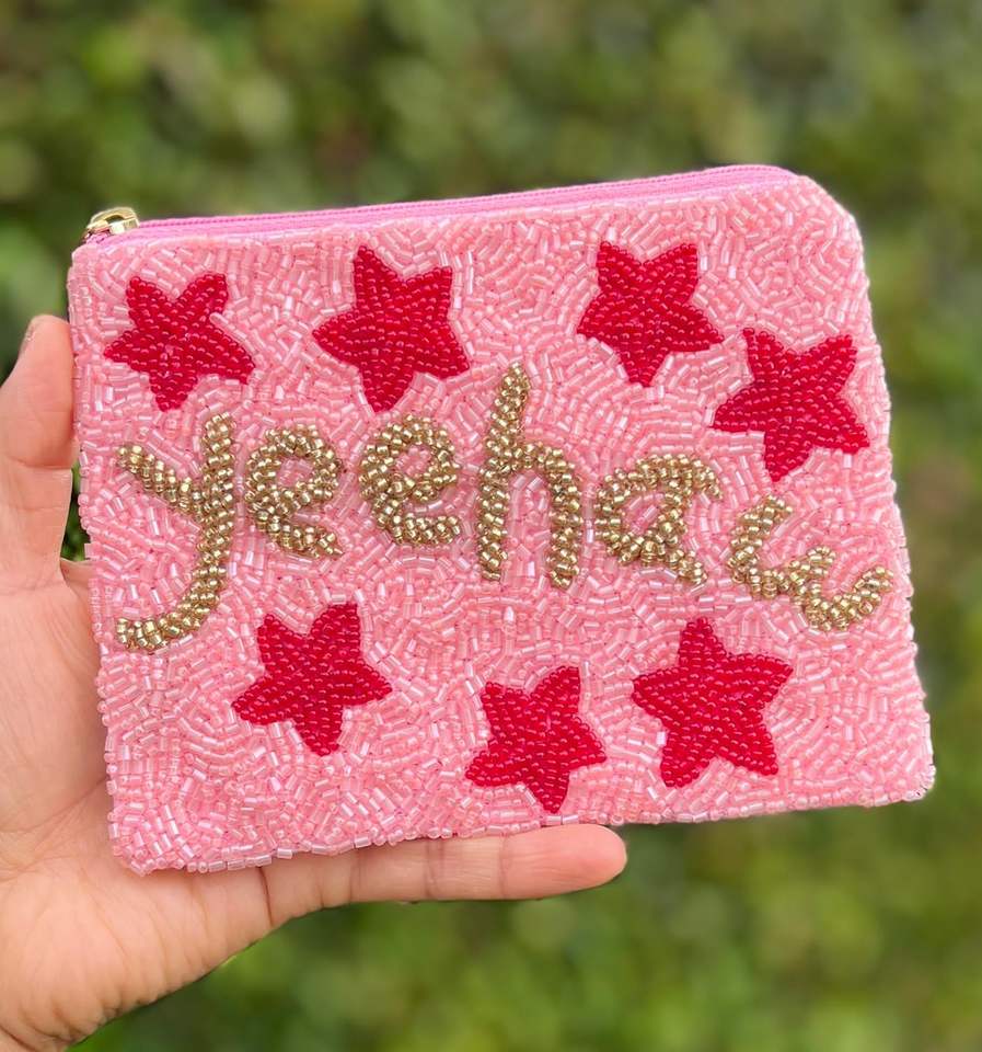 Розовый кошелек-клатч с бисером (Beaded Pink)