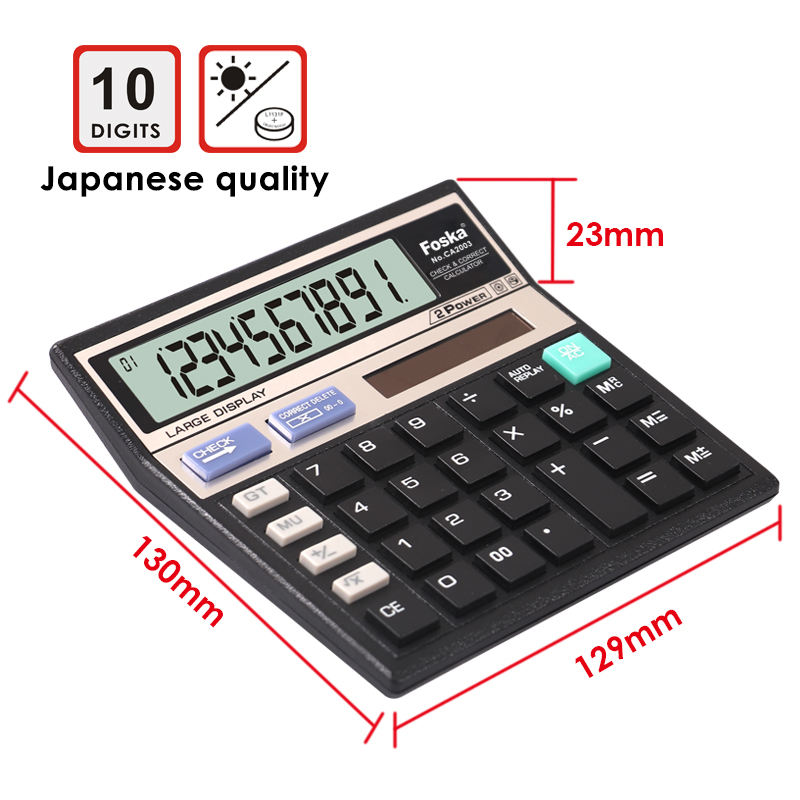 Foska calculadora 10-значный калькулятор солнечной энергии и батареи для офиса