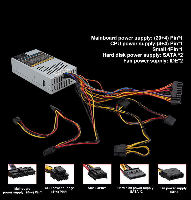 High Efficiency 250W 1U White Used Gaming Power Supply with Power Supply MicroATX 220V Flex Steel for Desktop Gaming
