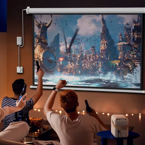 100'' 120''60'' 84'' 72'' 150'' Electronic Projector 4K 16:9 Motorized Projection Screens Alr Matte White Projector Screen
