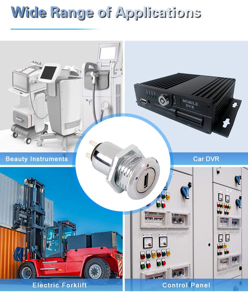 16mm Key Lock Ignition Switch with Lock Mechanism for Industrial and Commercial Applications