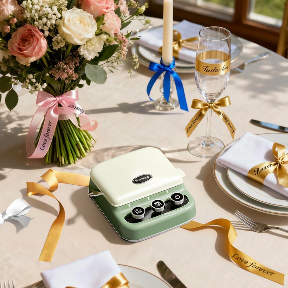 Phomemo Ribbon Label Printer, P15 Custom Text/Icon Mini  Portable Label Maker Machine with Tape for Gift