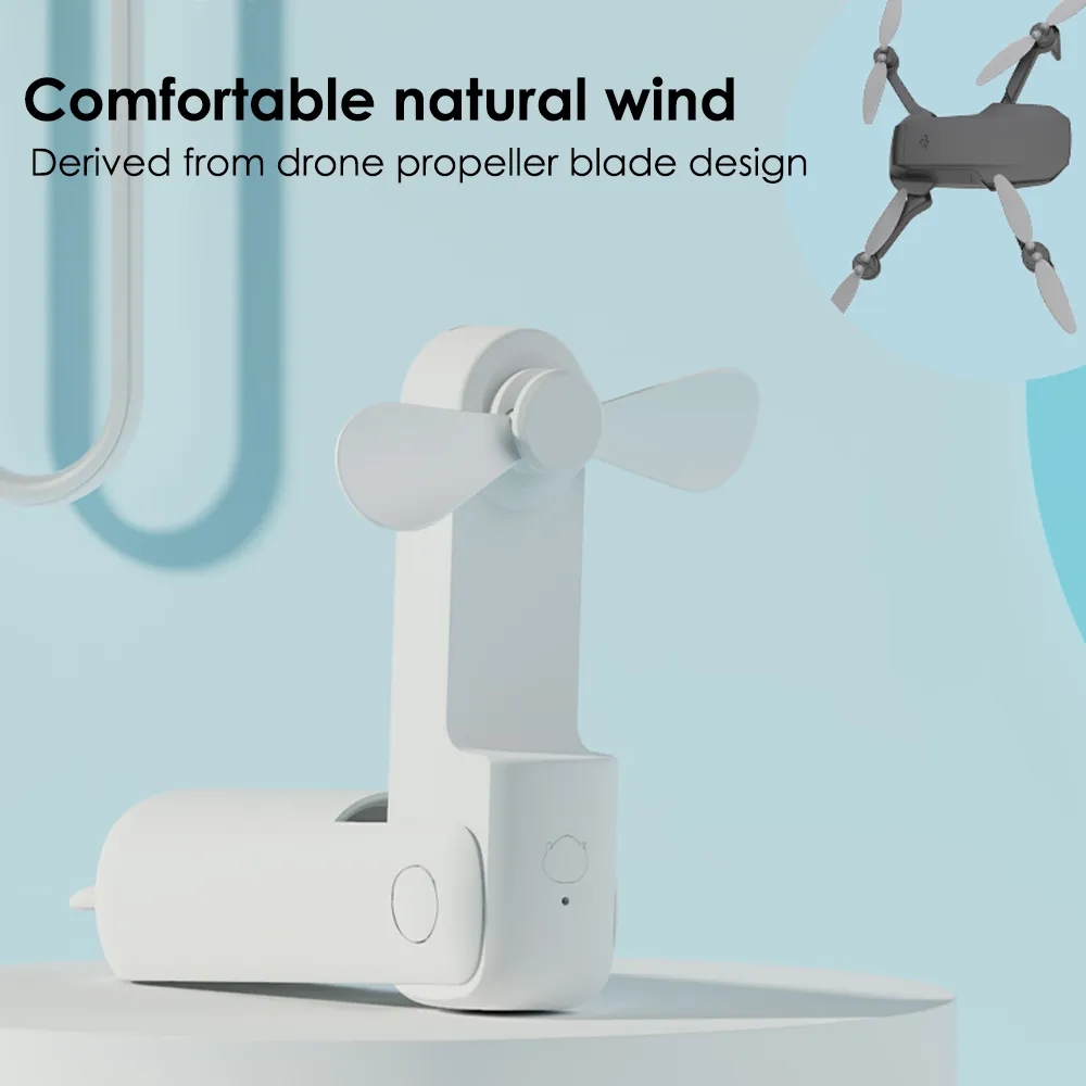 Handheld Mini Portable Fan 3-in-1 USB Rechargeable with 2000mAh Power Bank for Outdoor & Car Use Brushless Motor