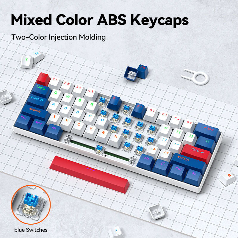 Full Keys Hotswappable Russian Layout Mechanical Keyboard Gaming Customized OEM Keyboard 63keys TKL Wired Keyboard for PC Laptop