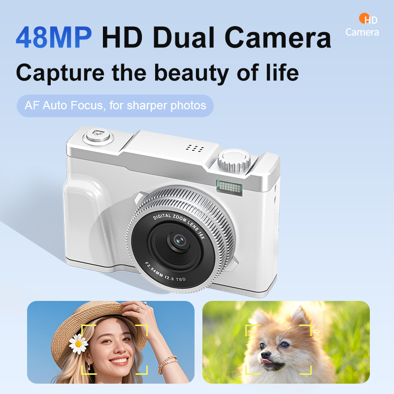 Vintage 4K Compact Digital Camera 64MP Portable Photography Device Flip Screen Autofocus Vlogging Camera for Students Beginners