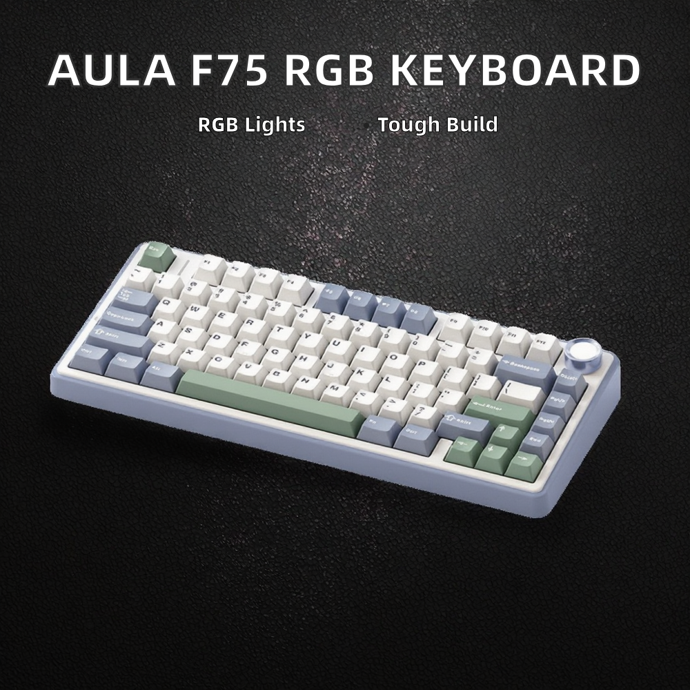 AULA F75 RGB LED 75% Wired USB & 2.4G Wireless Gaming Keyboard OEM Logo Custom PBT Mechanical Switch for PC Desktop Users