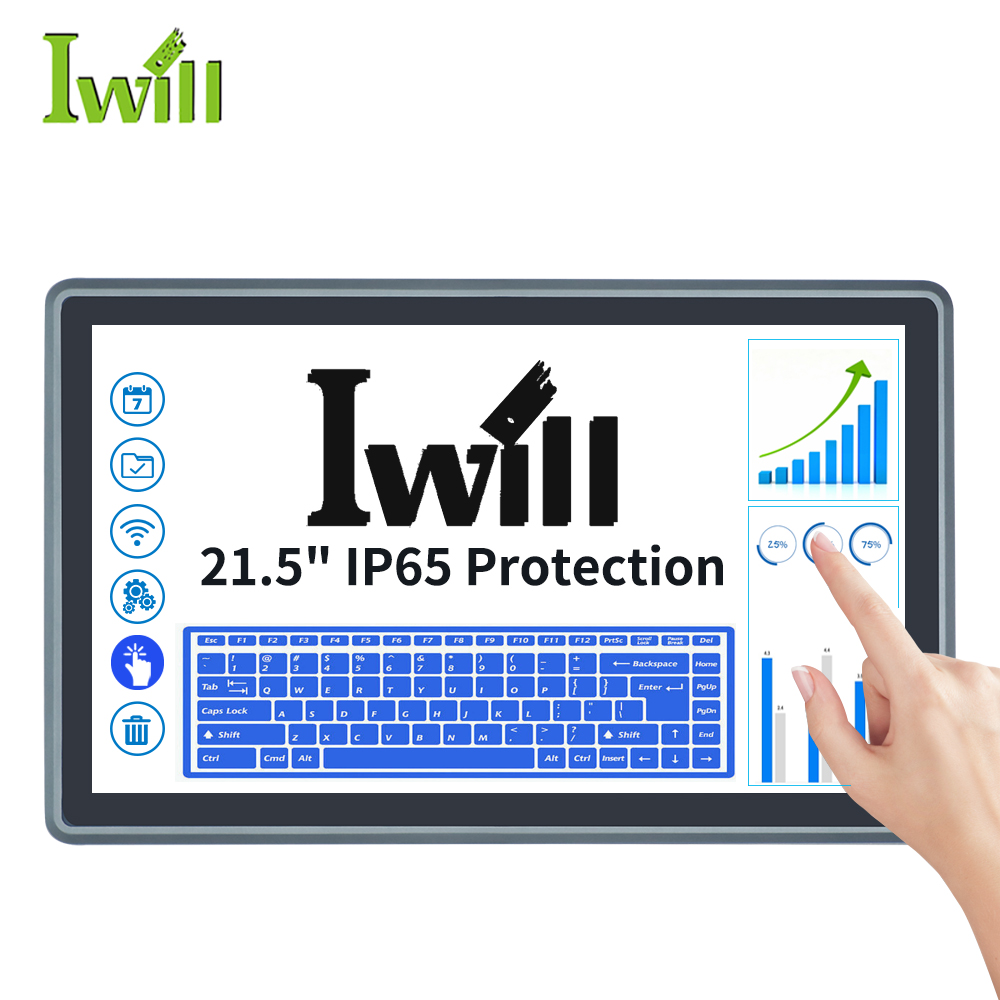 21.5 Inch All in One Computer Rugged Industrial Panel Pc J6412 I3 I5 I7 DC 9-36V 6 COM Capacitive Touch Screen