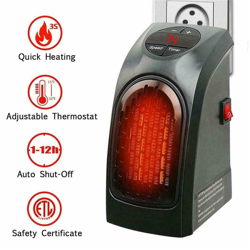 400W Plastic Electric Fan Heater Remote Control Wall-Mounted up 20m Coverage Portable Household Winter Office Bedroom Warmer