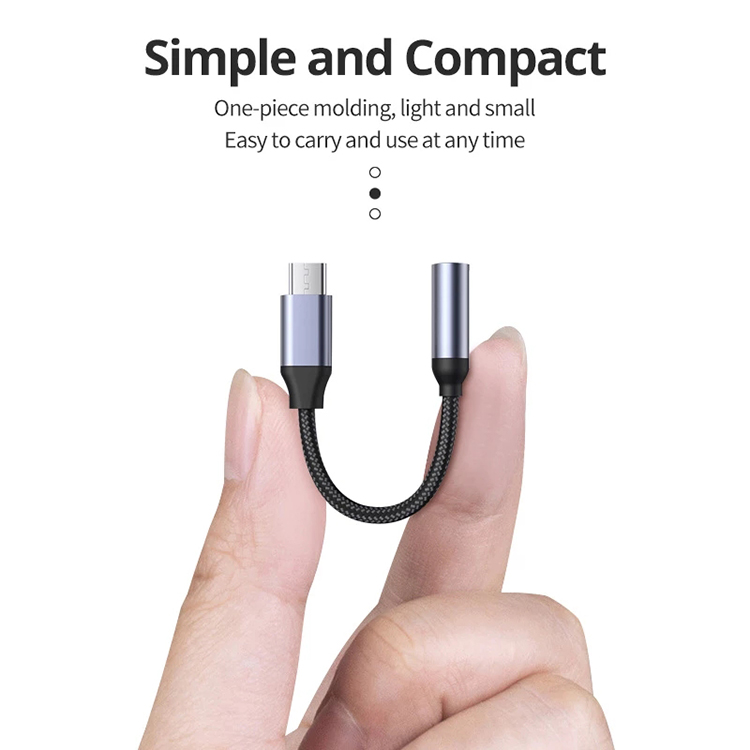 Type C Audio Adapter Nylon Braided USB C to 3.5mm Female Headphone Jack Adapter