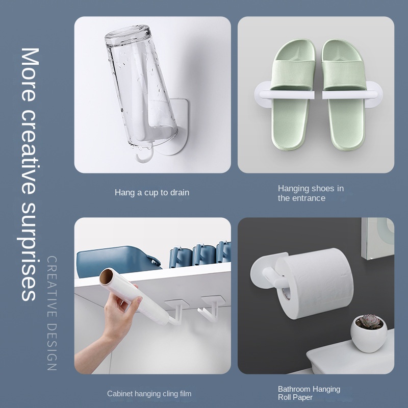 Wei Jian Large Non-Perforated Kitchen & Bathroom Bedroom PP Plastic Strong Adhesive Hook Wholesale