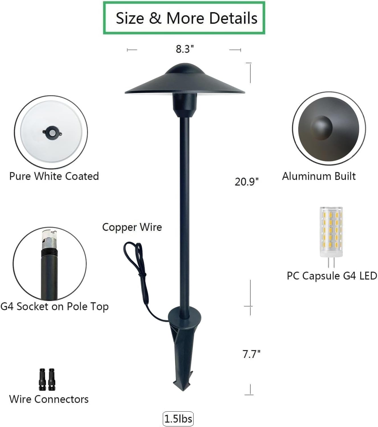 Low Voltage Outdoor Ip65 Waterproof Garden Patio Landscape Lighting Aluminum Led Lawn Pathway Lights 12V 24V