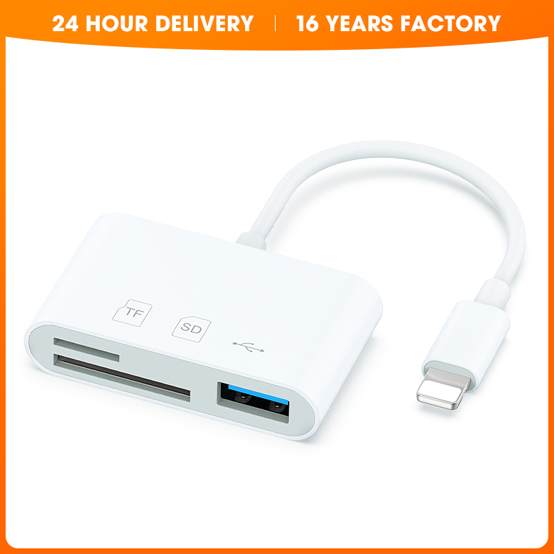 Worthspark Universal 3-in-1 Multifunction USB Type-C 3.0 ABS External TF/SD Card Reader for Phone Android Laptop