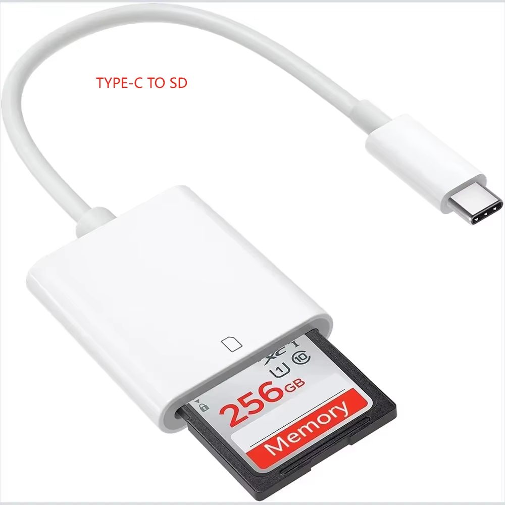 8pin USBC Dual Connector 3 in 1 Memory Card Reader 3 Slot SD TF PD OTG Adapter for iPhone iPad Trail Game Android Devices