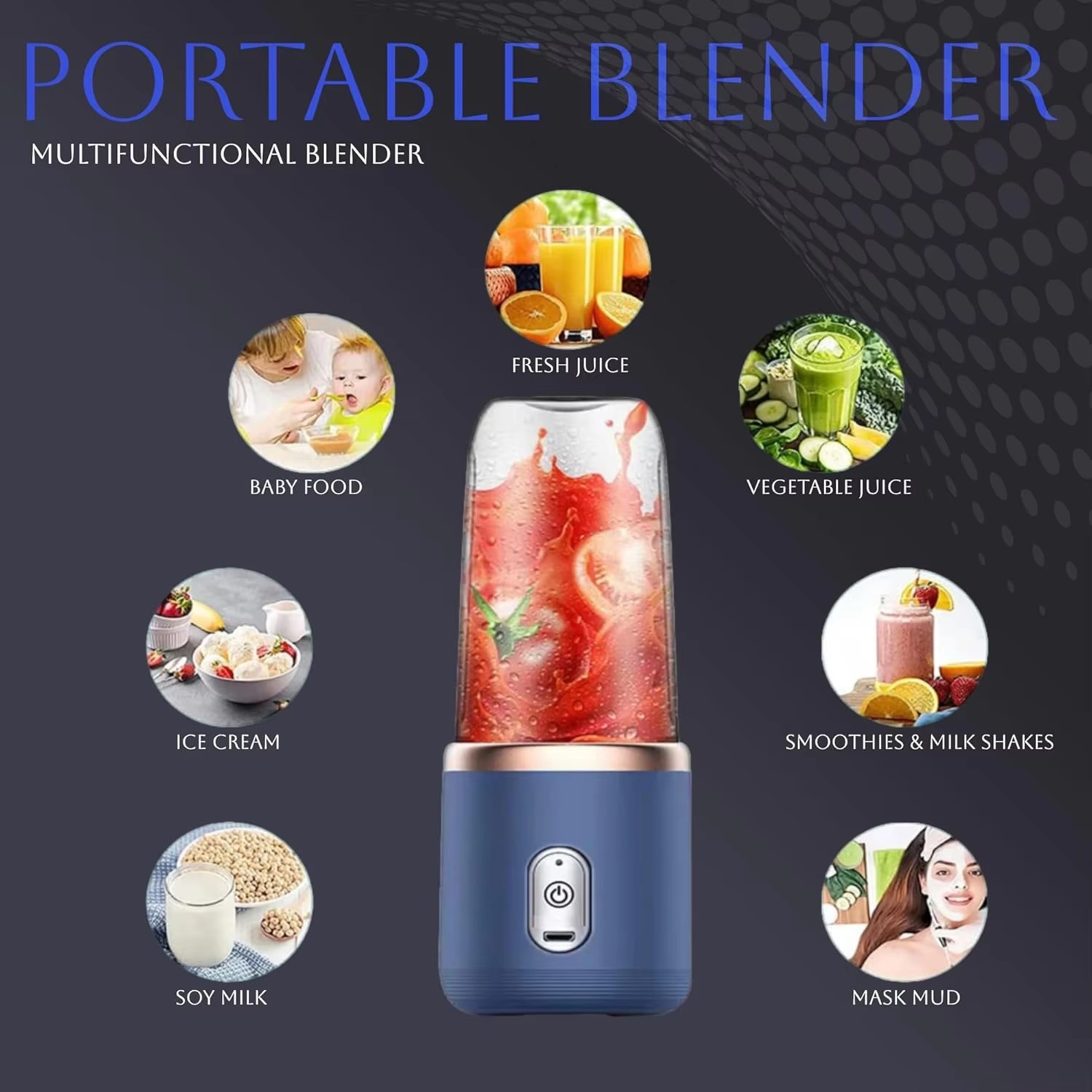 Hot-Selling Portable Wireless Juicer Cup Colorful Food Grade Material for Freshly Squeezed Juice Anywhere