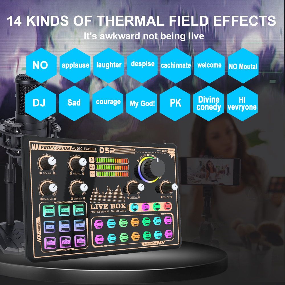 Hot Selling V9 Sound Card Podcast Desktop Recording Musical Full Set Microphone Live Broadcast Sound Card With Monitor Headset