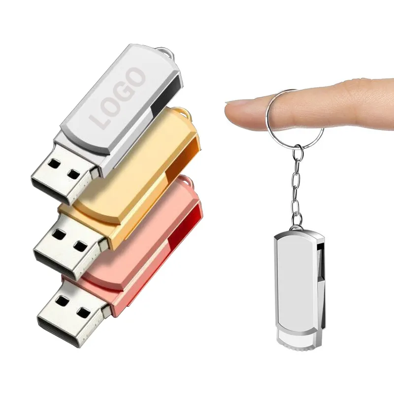 Fashion USB 3.0 Flash Drive 4GB to 128GB Capacities Rotate 360 Degrees with Custom Logo New Metal Material USB Flash Disk